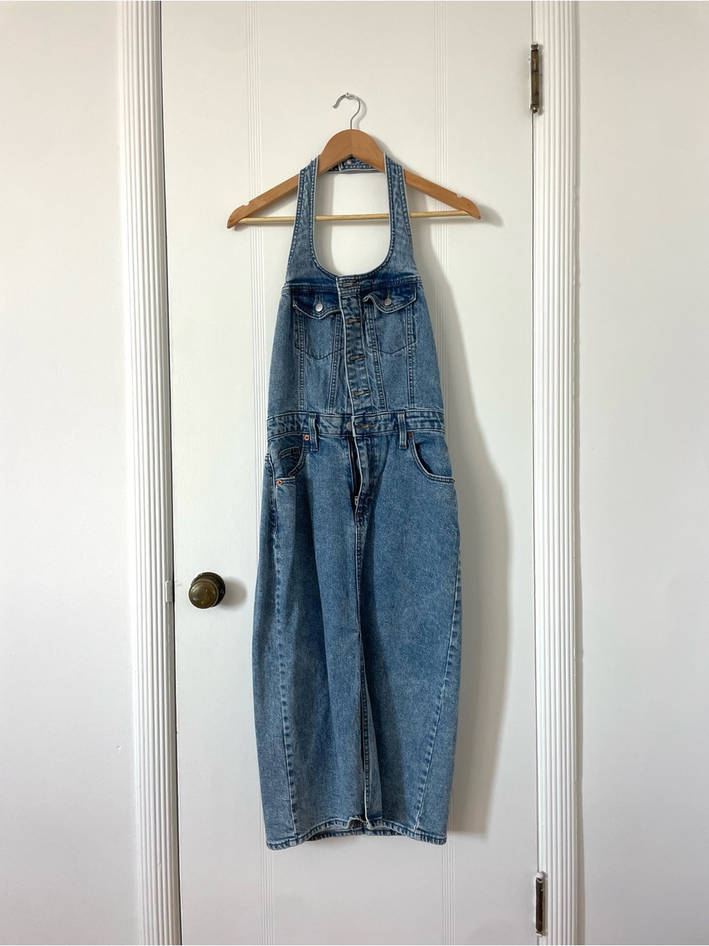 Halter Top Denim Overall Dress - Universal Thread Medium Wash